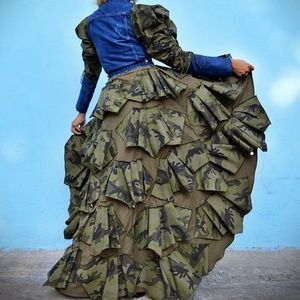 Camo and Denim Hi/Lo Coat